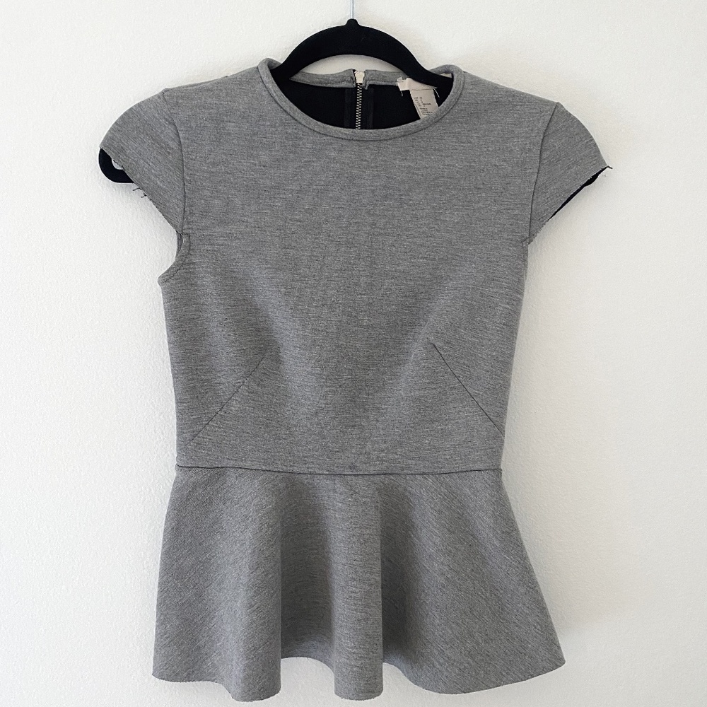 Zara Peplum grey top